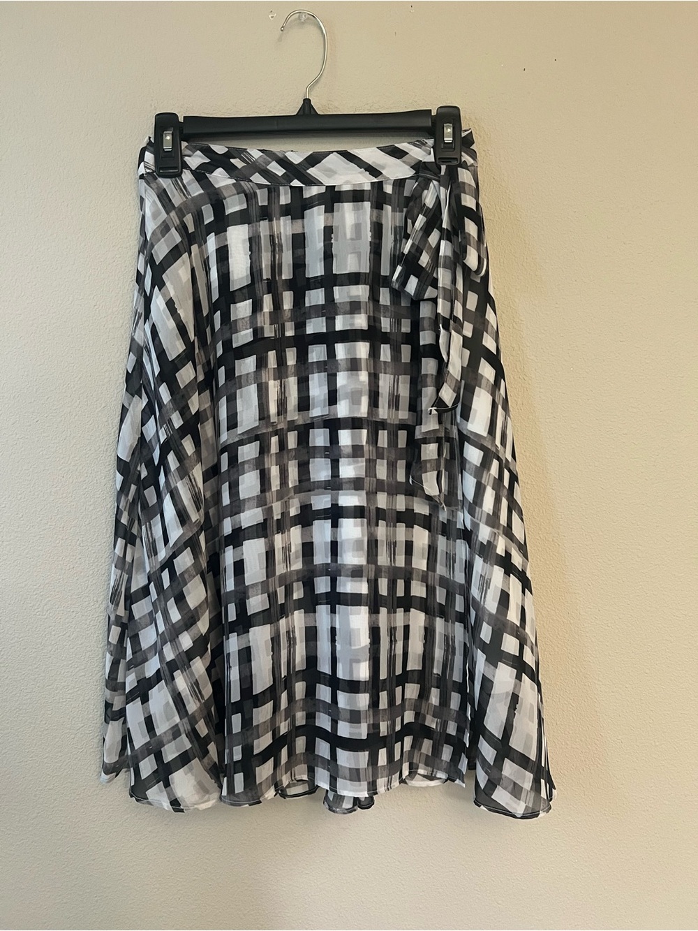 Elle Black and White Plaid A-Line Skirt